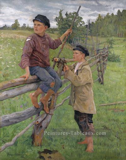 pays garçons Nikolay Bogdanov Belsky Peintures à l'huile